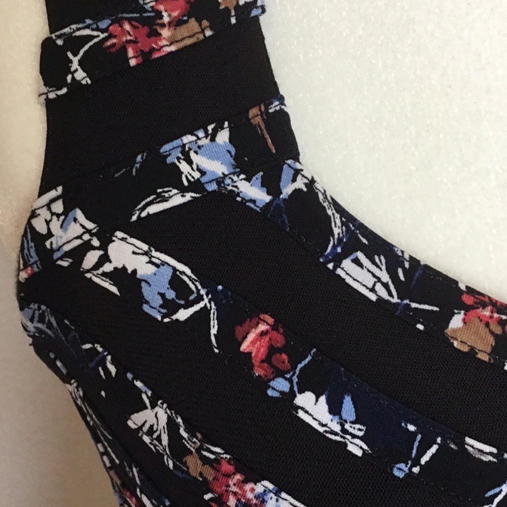 WHBM floral black mesh striped tank top - Picture 2 of 5